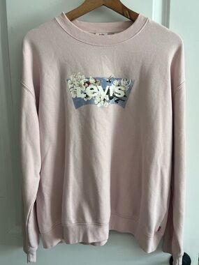 Levi Light Pink Floral Logo Sweatshirt Sz L